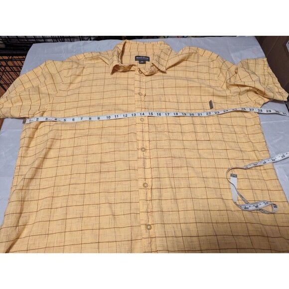 Woolrich Men’s Plaid Short Sleeve Button Down Shirt Size XXL Yellow 100% Cotton - Picture 11 of 16
